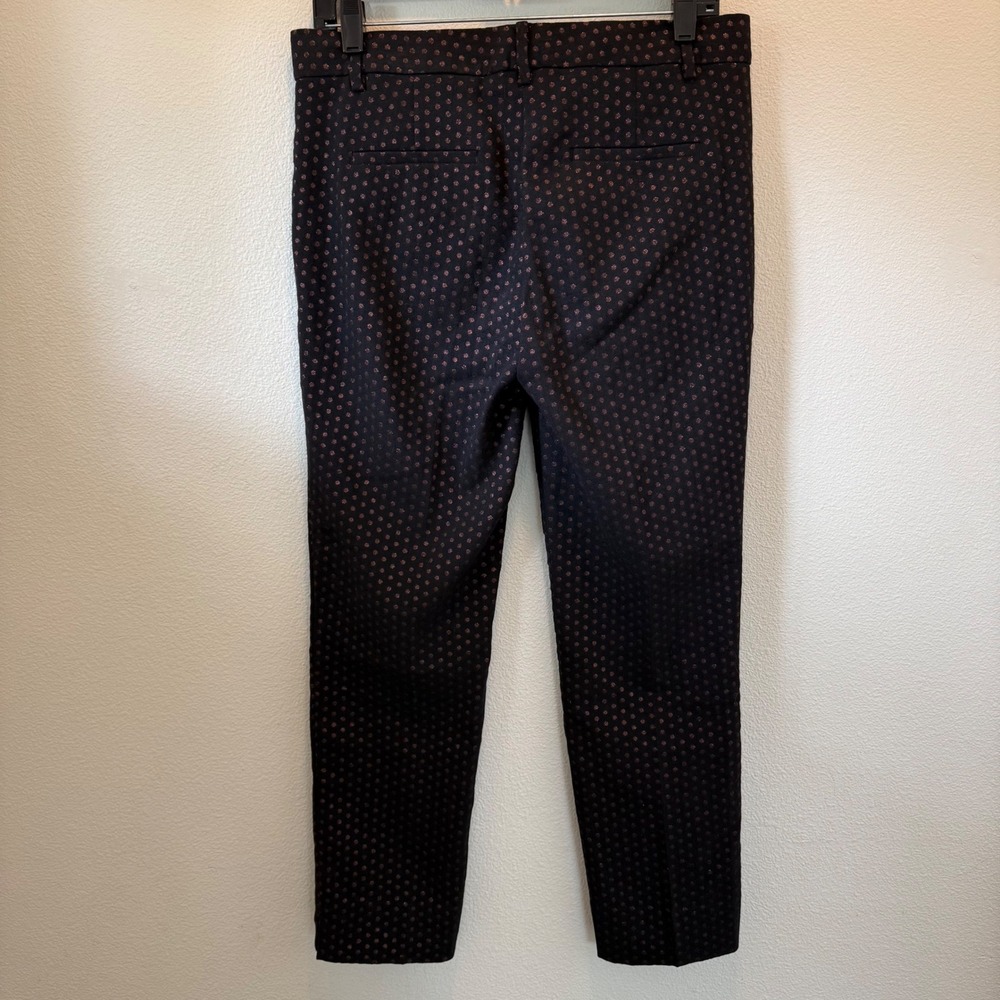 Ann Taylor Devin Fit Rose Gold Metallic Polka Dot Ankle Pants Size 4 Slim Office - Picture 7 of 12